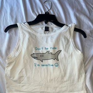 Don’t be rude I’m sensitive shark crop top